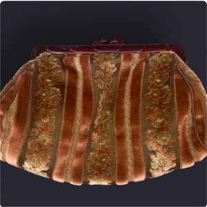 Vintage 1970s Rosel West Germany Lucite Frame Tapestry Clutch Bag